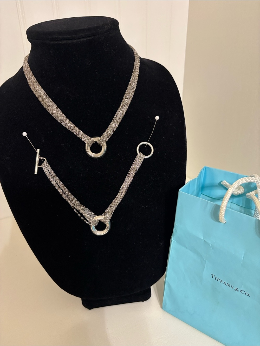 Tiffany & Co. Sterling Silver Mesh Ring Necklace - Silver